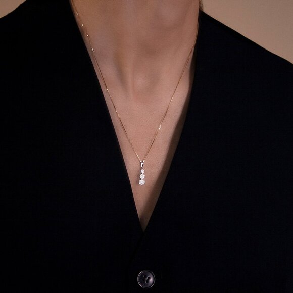 10K Yellow Gold Real Natural Diamond Pendant, Tiny Petite Charm, Luxury Jewelry - Picture 5 of 7